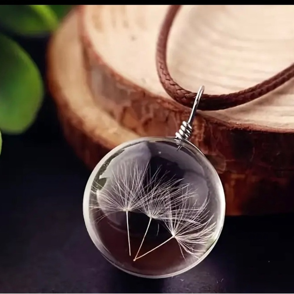 Three wishes💫💫💫 Dandelion seed necklace.
